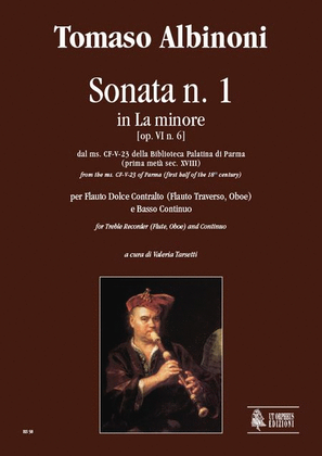 Book cover for Sonata No. 1 in A Minor from the ms. CF-V-23 of the Biblioteca Palatina in Parma (early 18th century) for Treble Recorder (Flute, Oboe) and Continuo