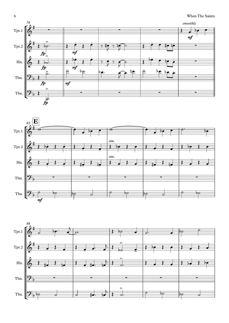 When The Saints Go Marching In (Brass Quintet) Brass Quintet scores gallery preview page 6