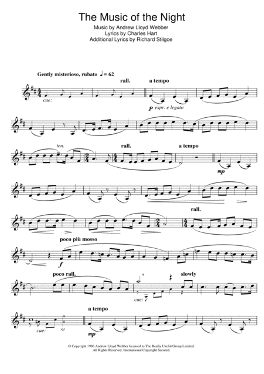 The Music Of The Night (from The Phantom Of The Opera) Clarinet Solo scores gallery preview page 1