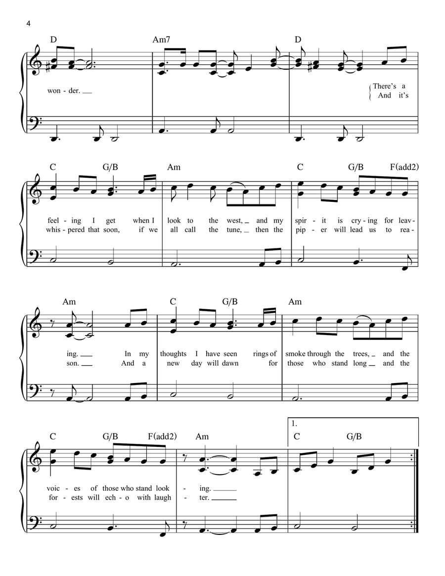 Stairway To Heaven Easy Piano scores gallery preview page 4
