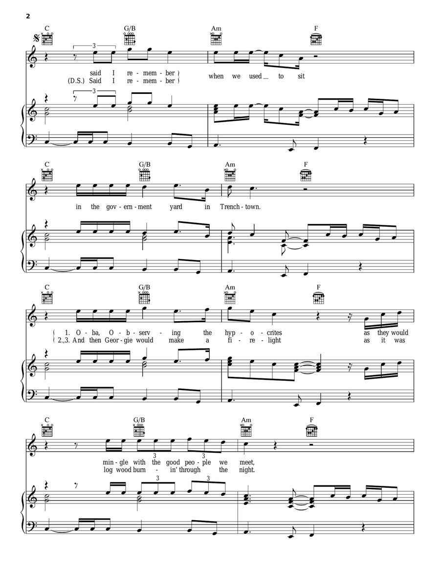 No Woman No Cry No Woman No Cry Piano, Vocal, Guitar scores gallery preview page 2