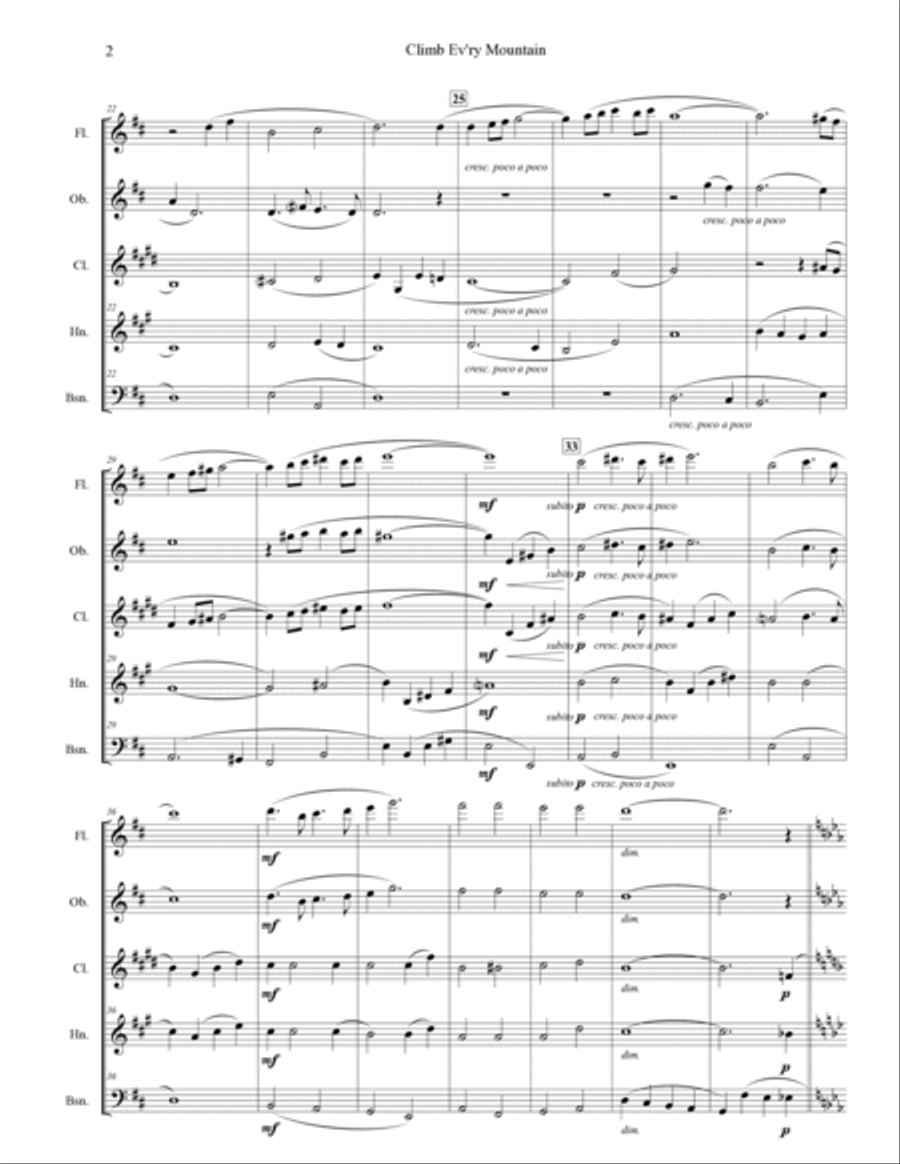 Climb Ev'ry Mountain Climb Ev'ry Mountain Woodwind Quintet scores gallery preview page 3