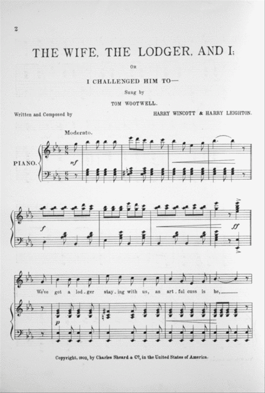 The Wife, the Lodger and I, or, I Challenged Him To- Voice scores gallery preview page 2