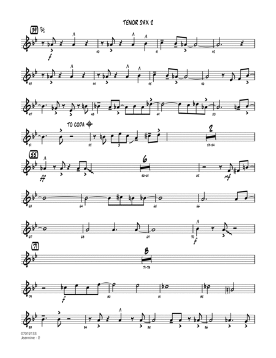 Jeannine - Tenor Sax 2 Jeannine - Tenor Sax 2 Jazz Ensemble scores gallery preview page 2