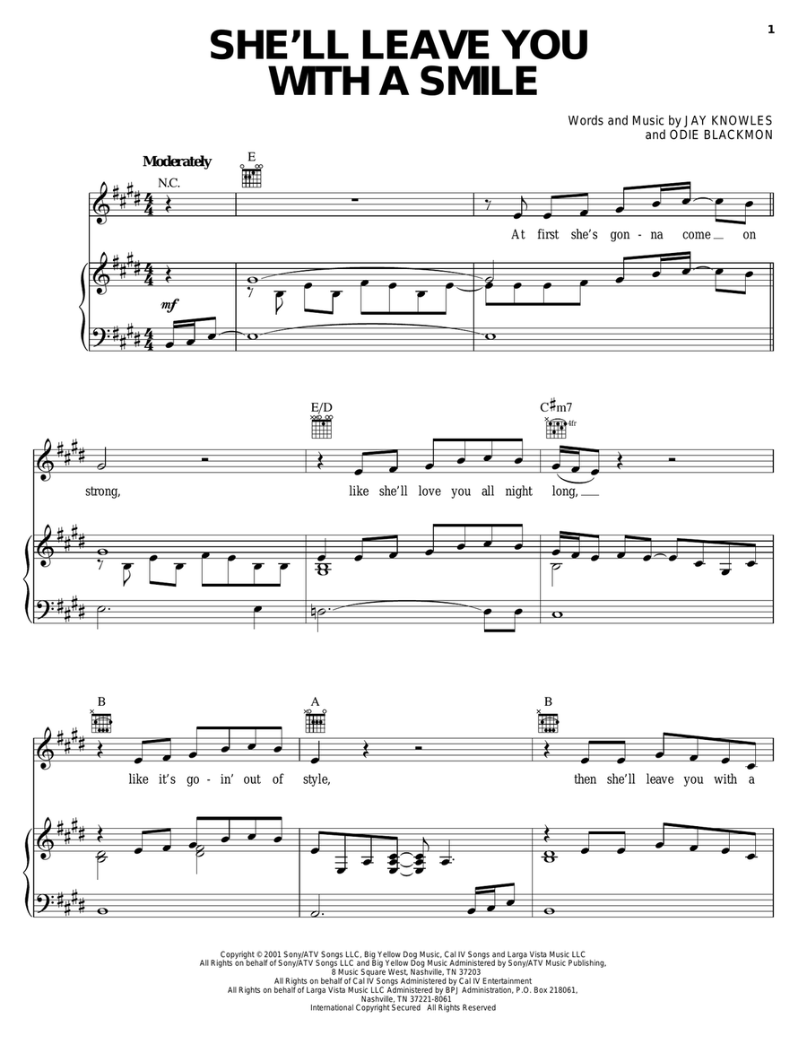 She'll Leave You With A Smile Piano, Vocal, Guitar scores gallery preview page 1