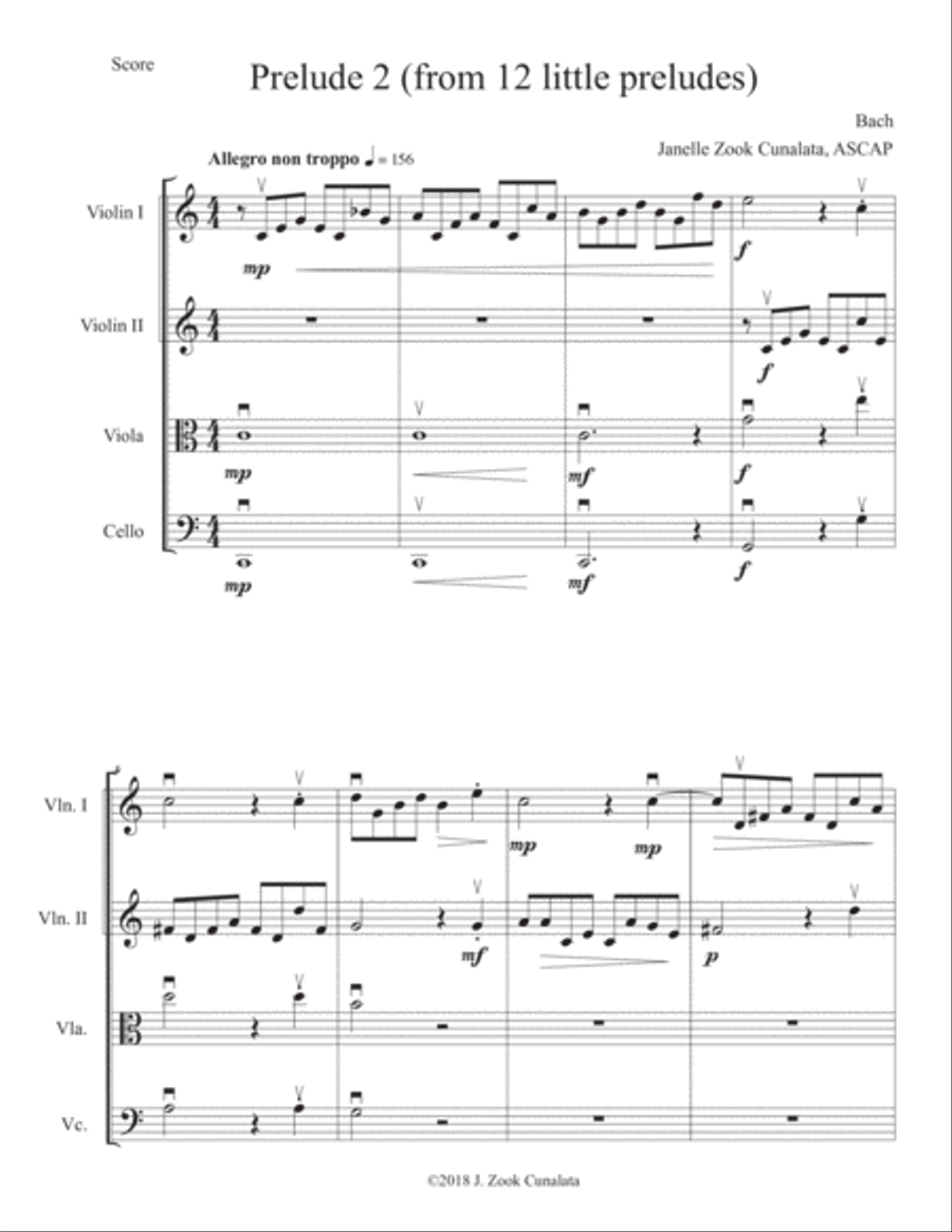 Prelude II for string orchestra/quartet