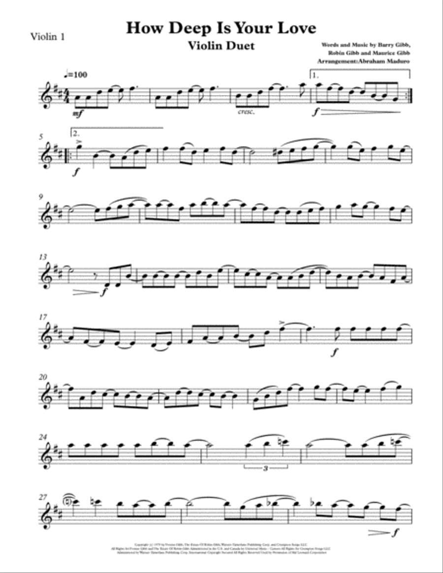 How Deep Is Your Love from the Motion Picture SATURDAY NIGHT FEVER String Duet scores gallery preview page 5
