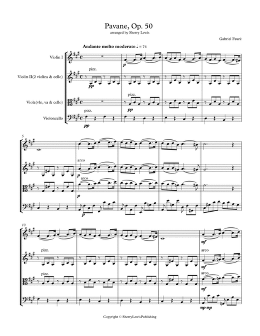 PAVANE Op. 50 by Fauré, String Trio, Intermediate Level for 2 violins and cello or violin, viola and image number null