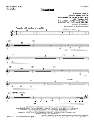 Thankful - Bass Clarinet (sub. Tuba)