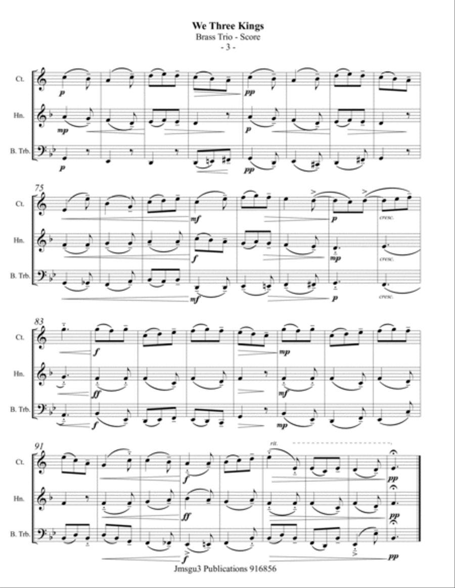 We Three Kings for Brass Trio Brass Trio scores gallery preview page 3