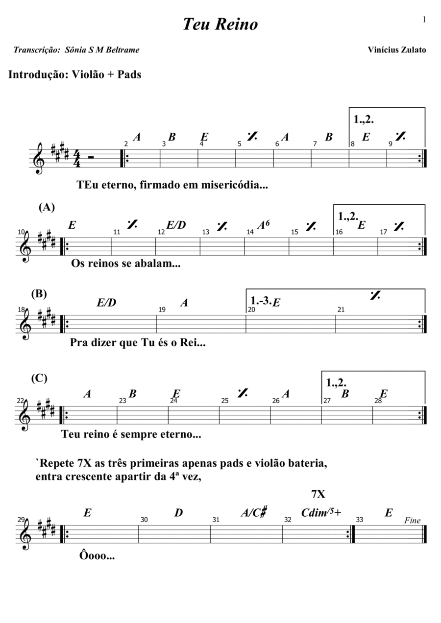 Teu Reino Piano Solo scores gallery preview page 1