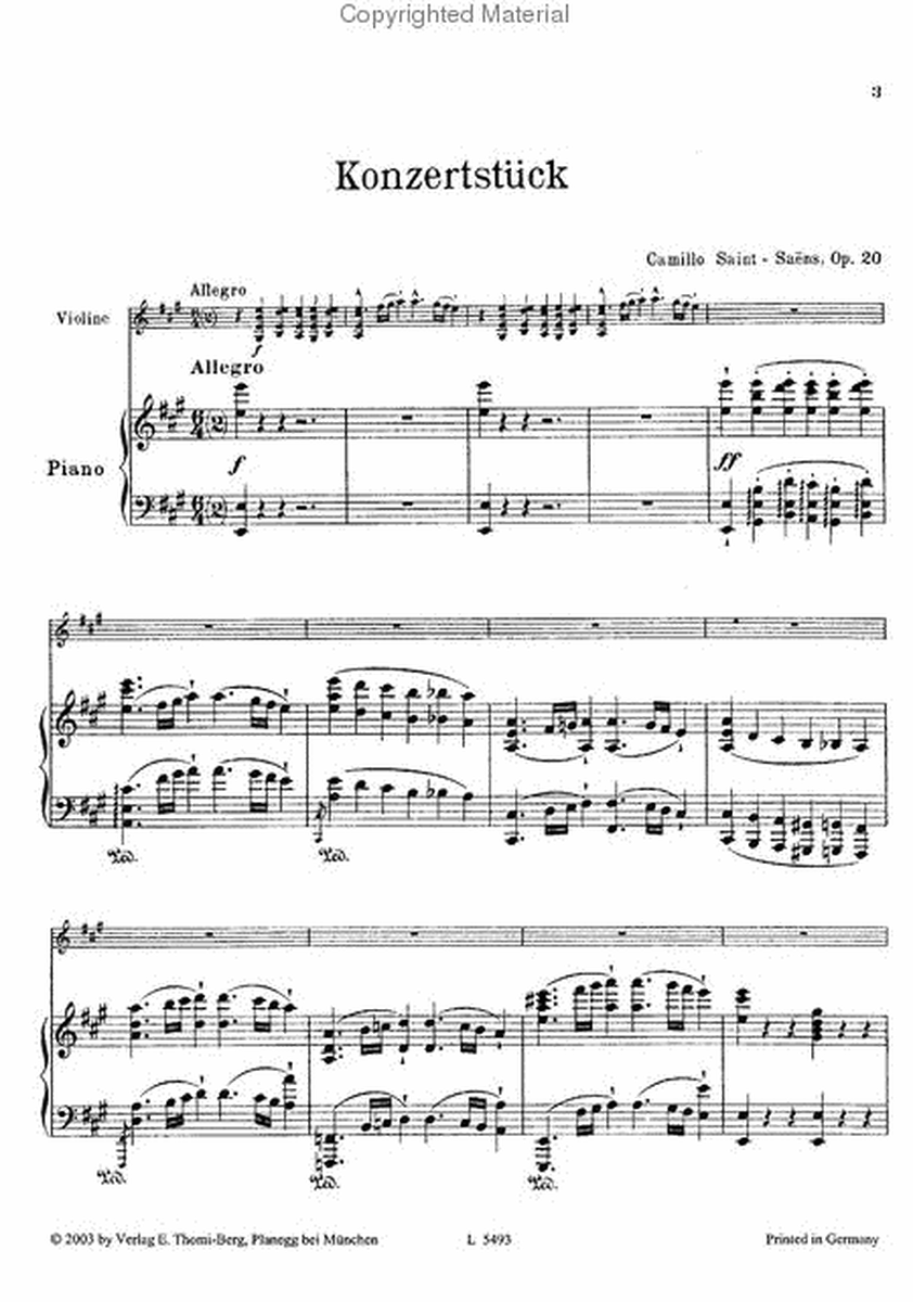 Konzertstuck (1. Violinkonzert) A-Dur op. 20