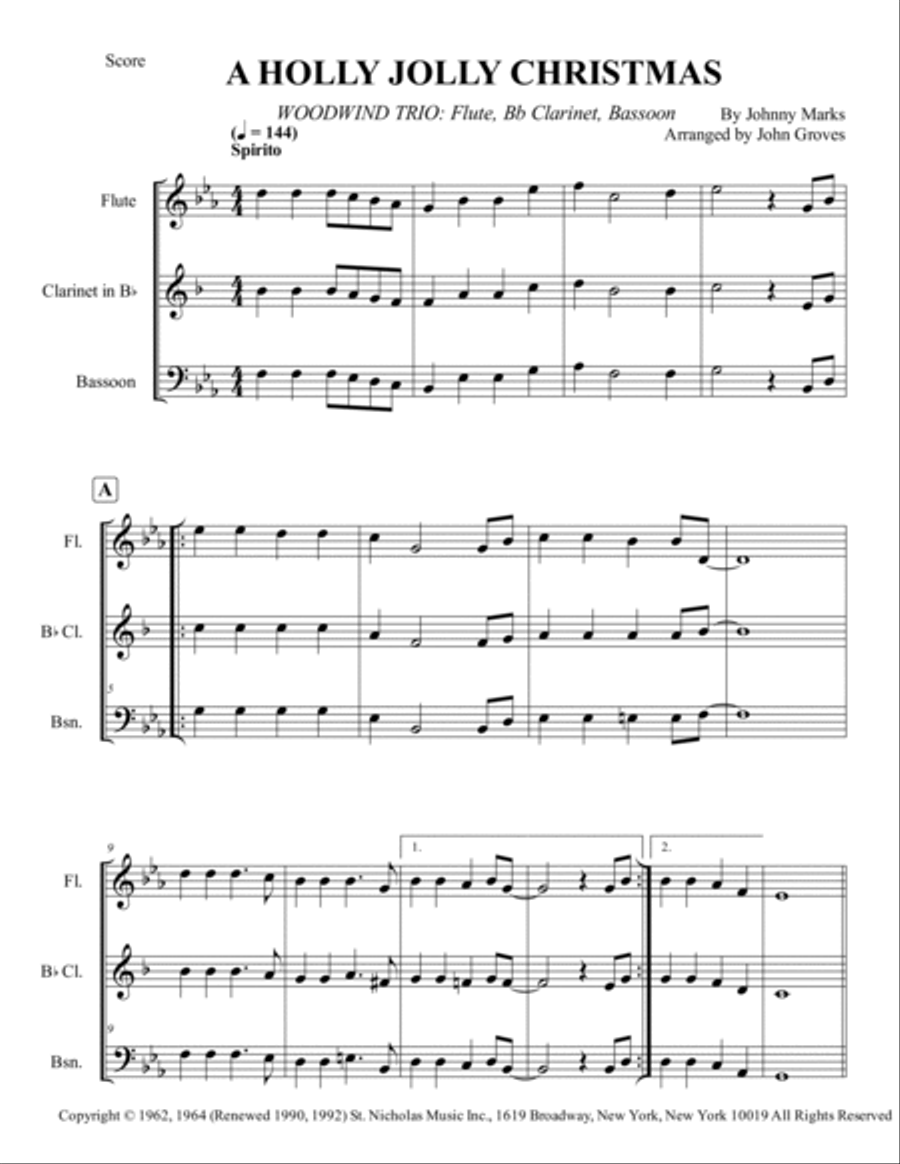 A Holly Jolly Christmas Woodwind Trio scores gallery preview page 2