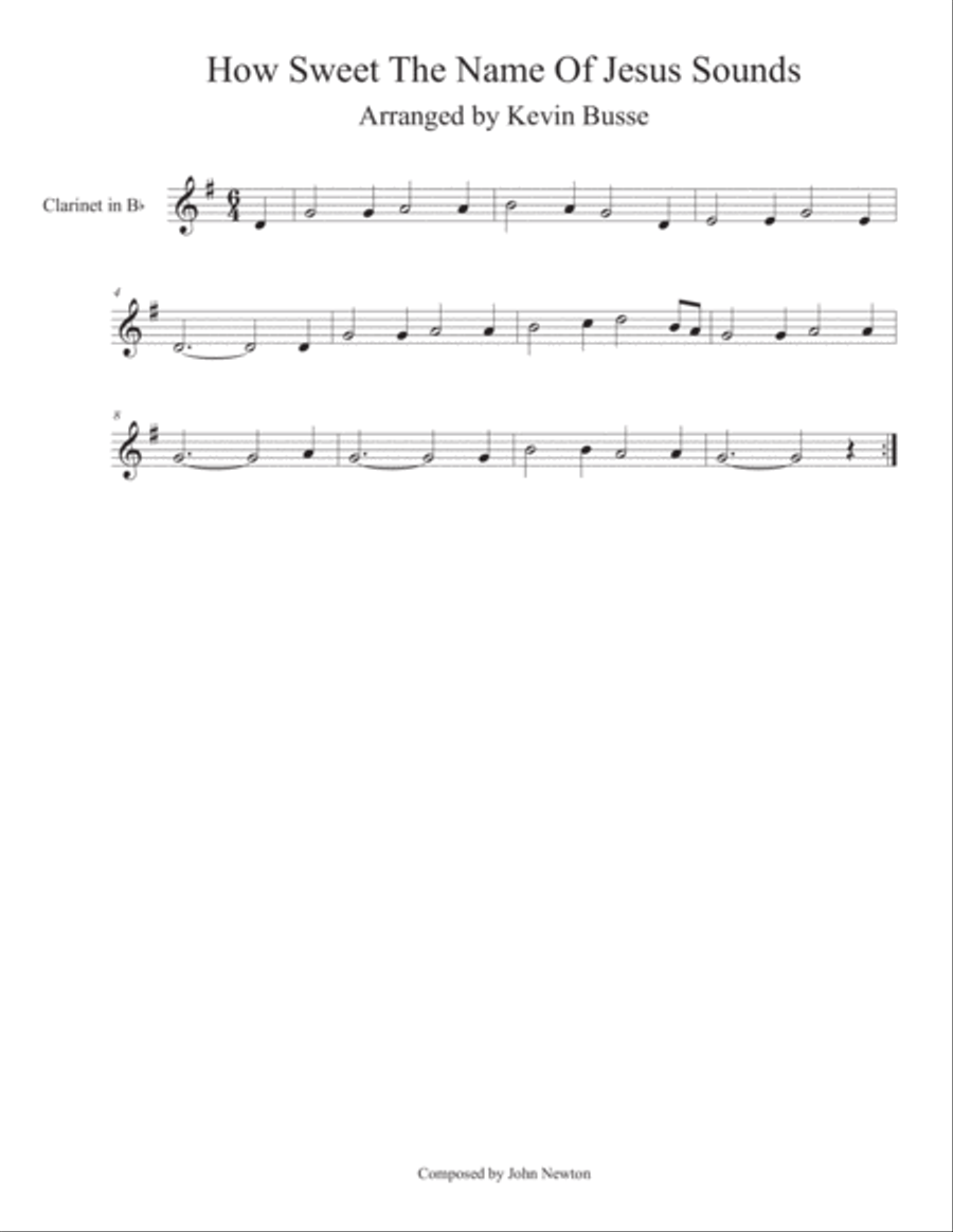 How Sweet The Name Of Jesus Sounds - Clarinet Clarinet Solo scores gallery preview page 1