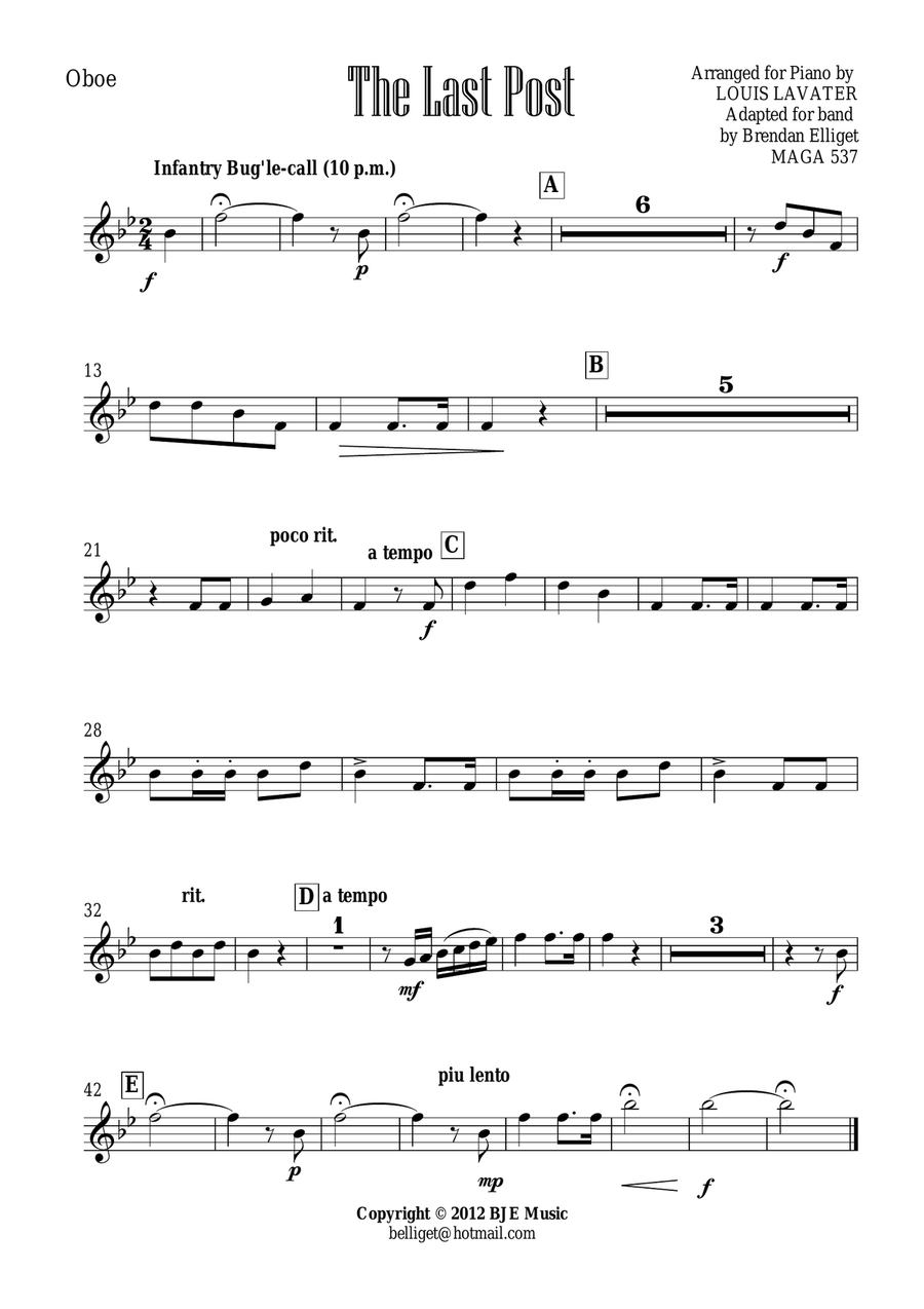The Last Post - Solo Trumpet with Concert Band - Score and Parts PDF Concert Band scores gallery preview page 5