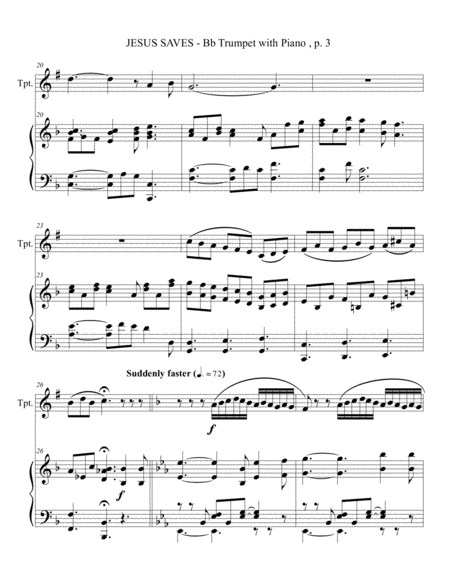 JESUS SAVES (Bb Trumpet with Piano - Score & Part included) image number null