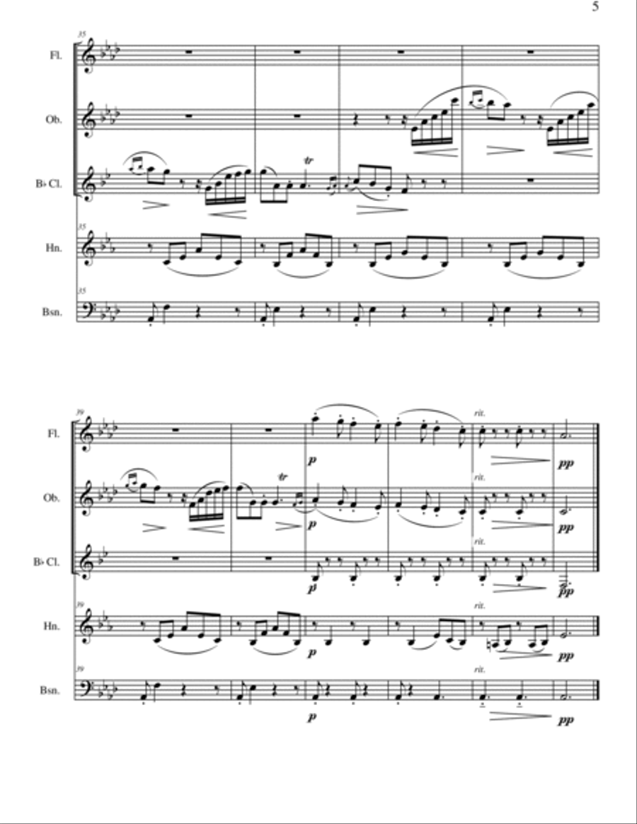 Refrain du Gondolier Refrain du Gondolier Woodwind Quintet scores gallery preview page 5
