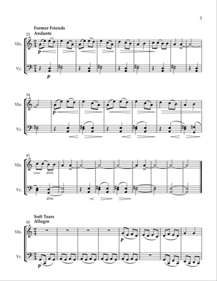 3 Duets Sweet As Sugar Former Friends Soft Tears String Duet scores gallery preview page 3