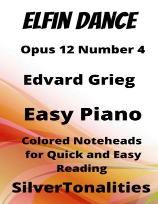 Elfin Dance Opus 12 Number 4 Easy Piano Sheet Music with Colored Notation
