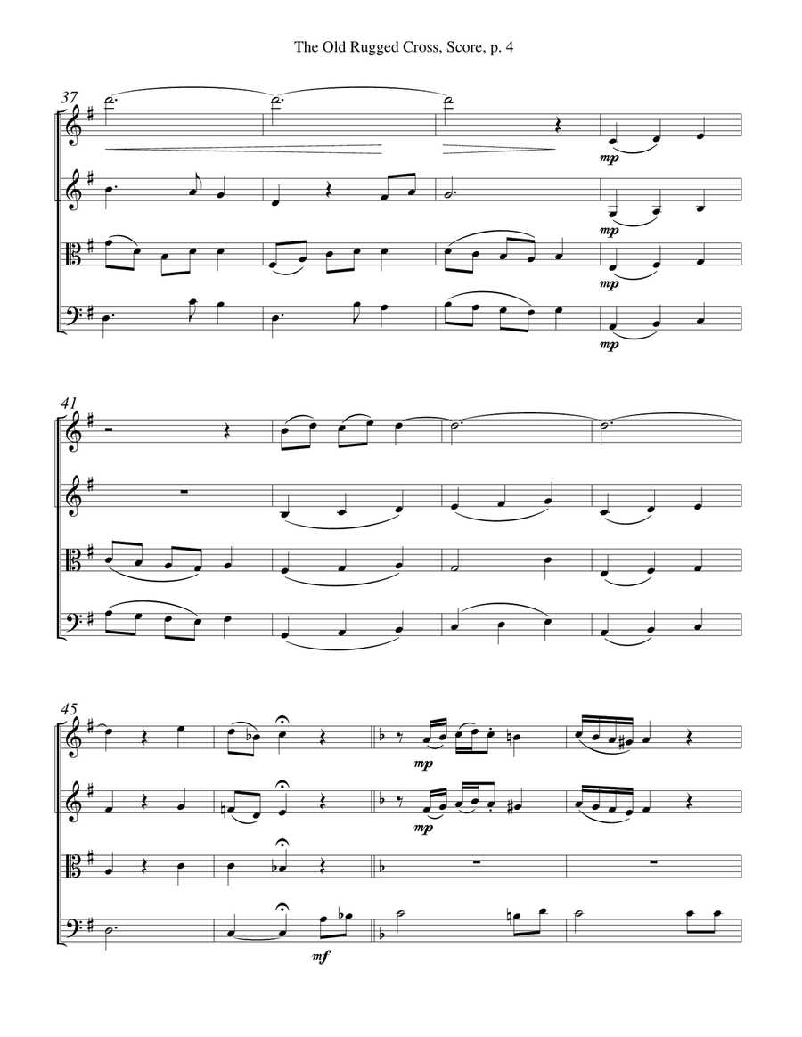 HYMNS FOR THE STRING QUARTET, 4 Arrangements by Gary Lanier (Includes Score and Parts) String Quartet scores gallery preview page 5