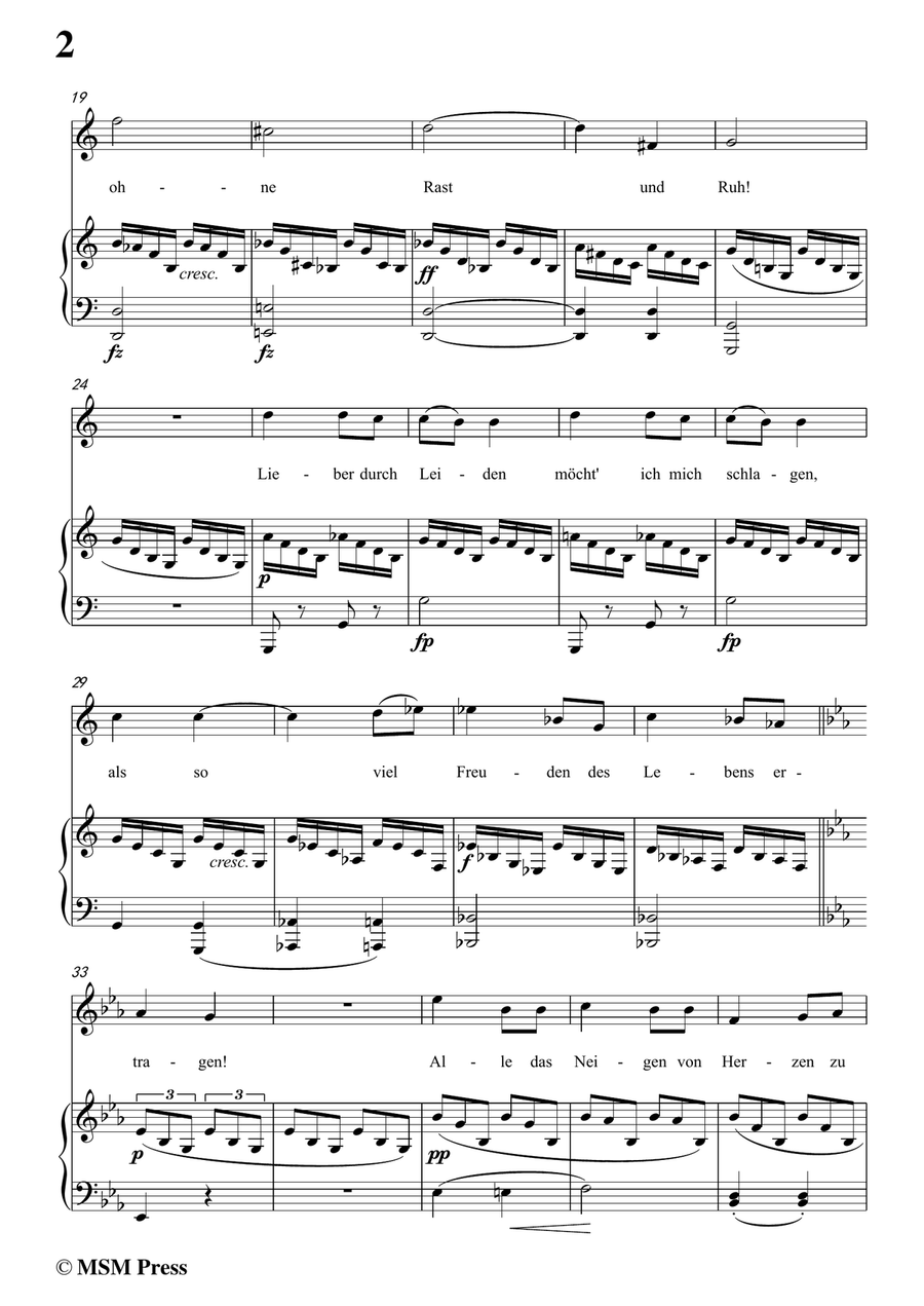 Schubert-Rastlose Liebe in C Major,for voice and piano by Franz Schubert Piano, Vocal - Digital Sheet Music page 4