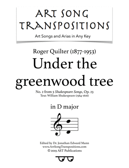 Under the greenwood tree, Op. 23 no. 2 (D major)