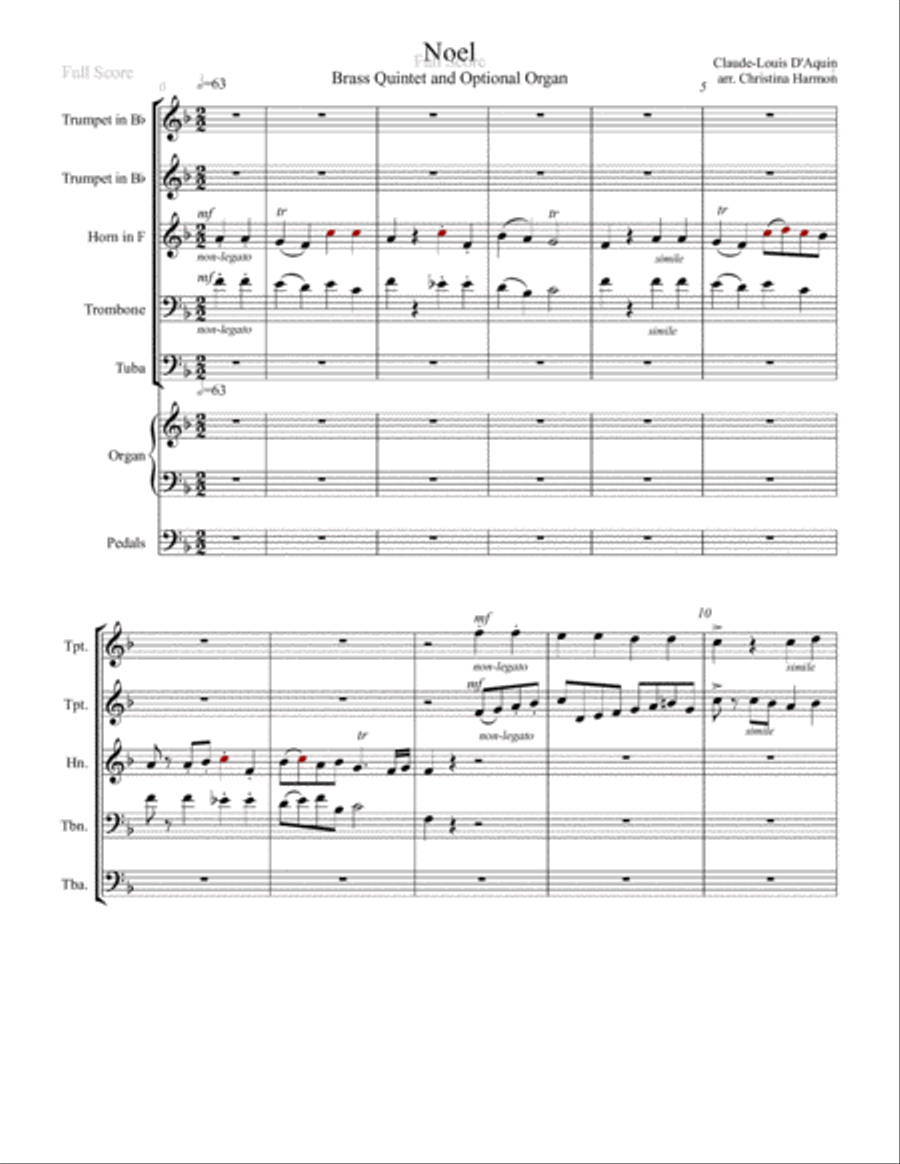 Noel - for Brass Quintet and Optional Organ Noel - for Brass Quintet and Optional Organ Small Ensemble scores gallery preview page 2