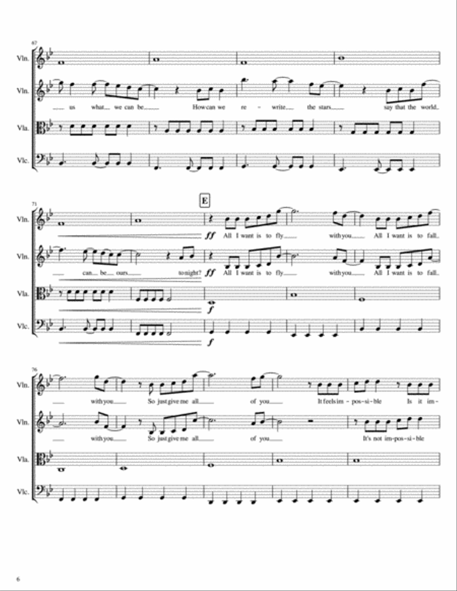 Rewrite The Stars Rewrite The Stars String Quartet scores gallery preview page 6
