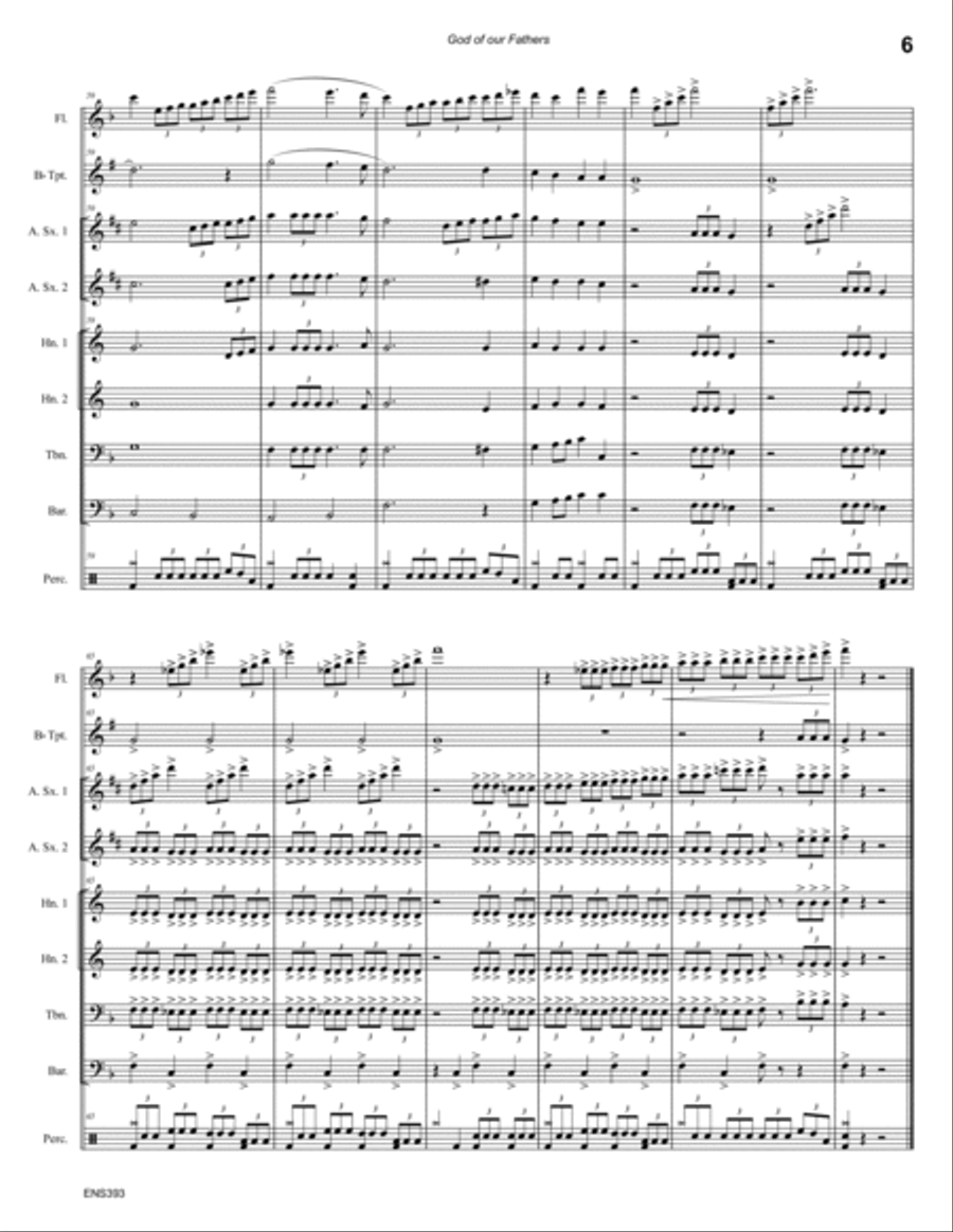 GOD OF OUR FATHERS - Mixed Ensemble or Small Band Concert Band scores gallery preview page 6