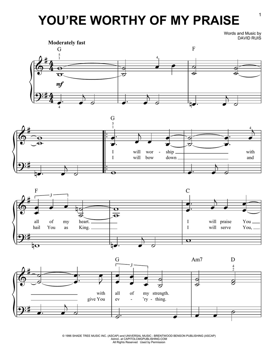 You're Worthy Of My Praise Voice scores gallery preview page 1