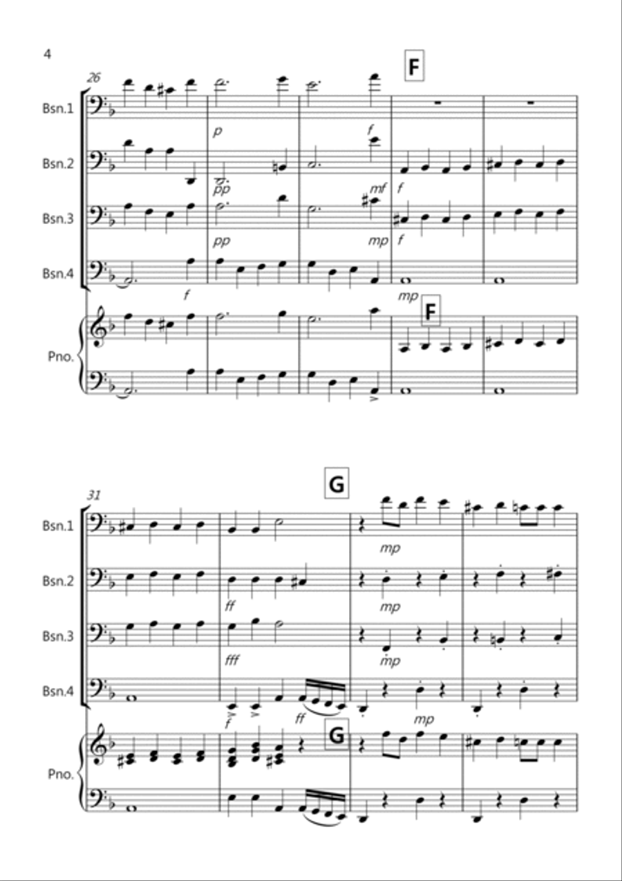 Dance of the Sugar Plum Fairy (fantasia from Nutcracker) for Bassoon Quartet Bassoon Quartet scores gallery preview page 4