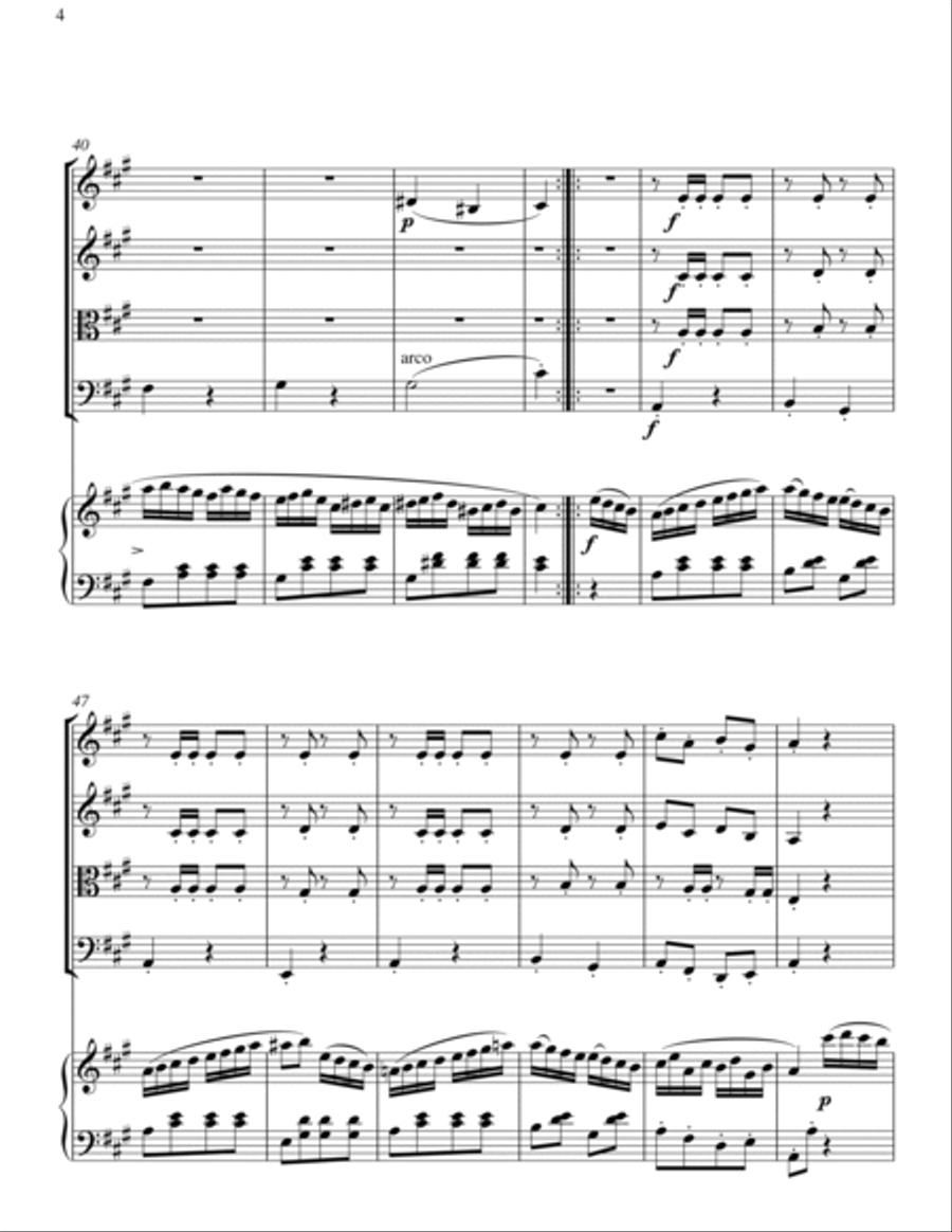 Mozart Turkish March arranged for Piano and String Orchestra Chamber Orchestra scores gallery preview page 4
