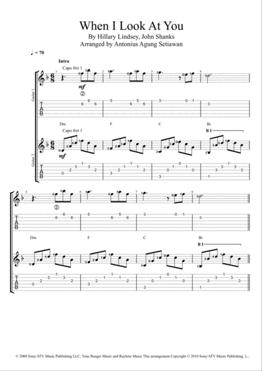 When I Look At You Electric Guitar scores gallery preview page 1