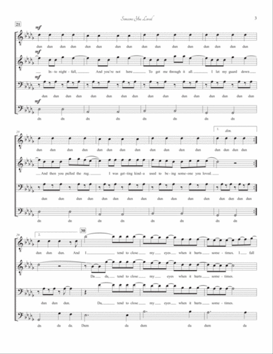 Someone You Loved TTBB scores gallery preview page 3