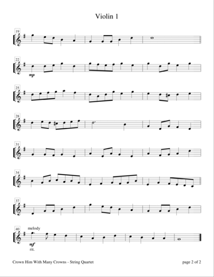 Crown Him With Many Crowns (String Quartet) String Quartet scores gallery preview page 2