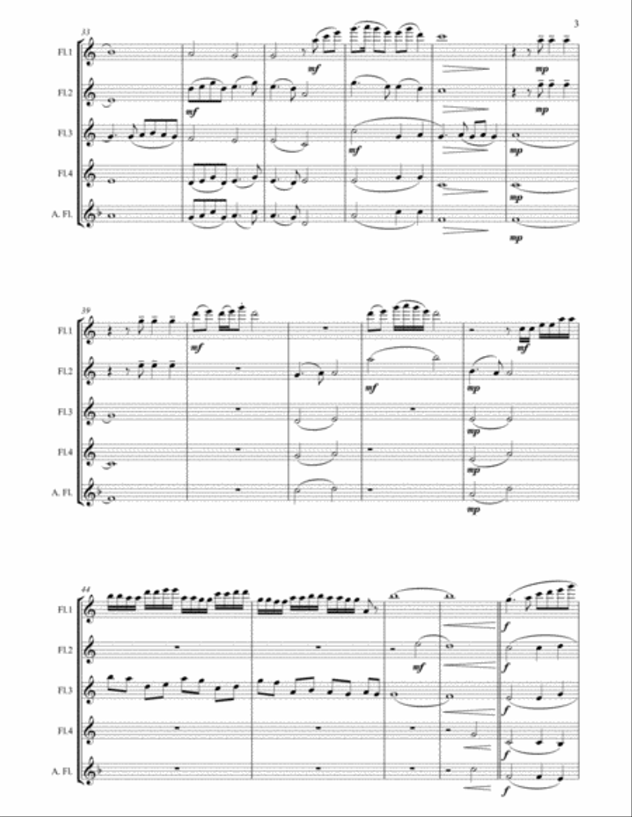 Colorful Clouds Chasing the Moon - Chinese traditional song for Flute Quartet Flute Quartet scores gallery preview page 4