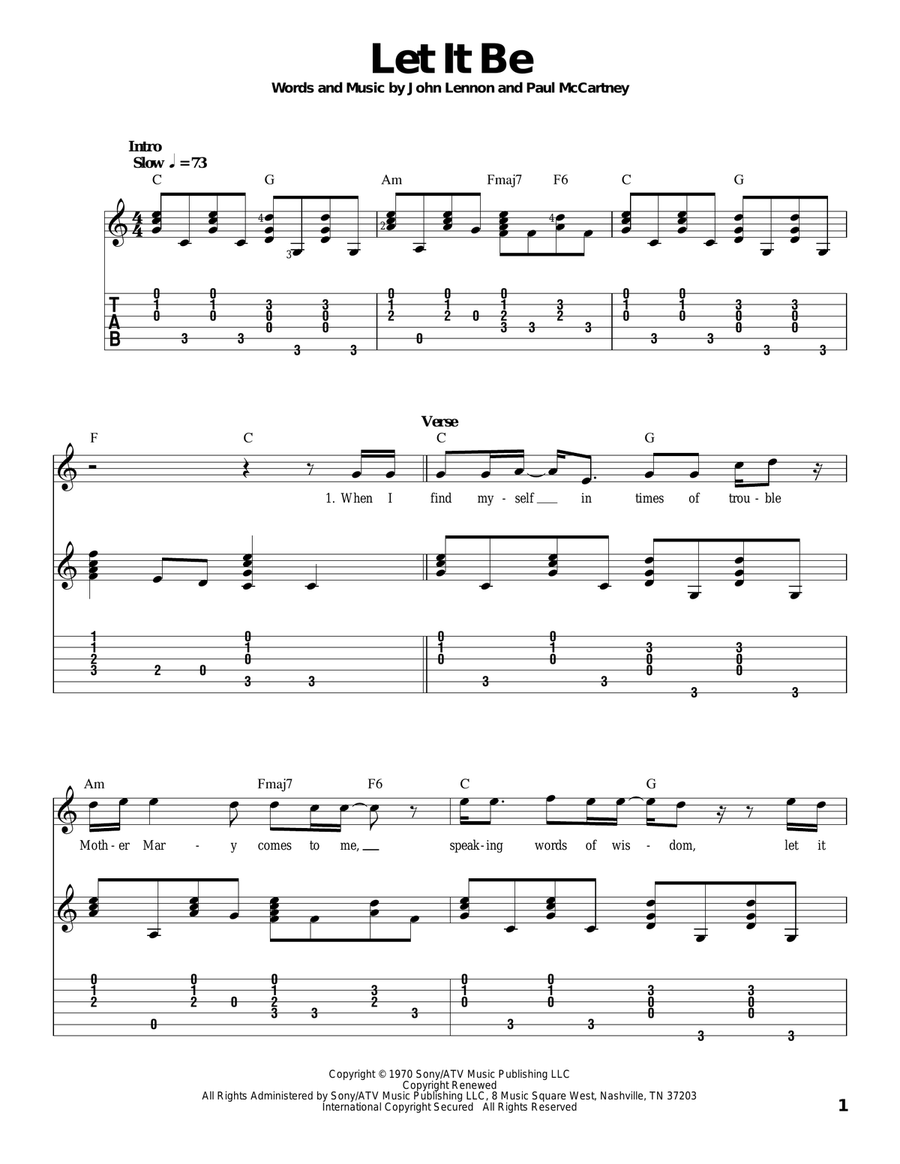 Let It Be Acoustic Guitar scores gallery preview page 1
