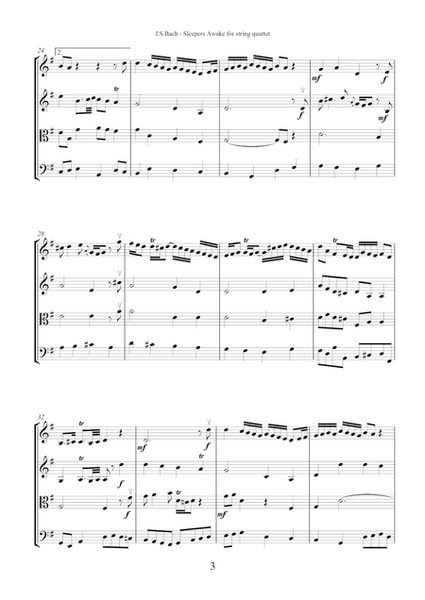 Bach - Sleepers Awake (score&parts)  transcription for string quartet