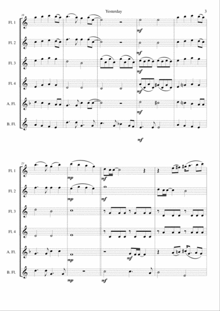 Yesterday Woodwind Ensemble scores gallery preview page 3