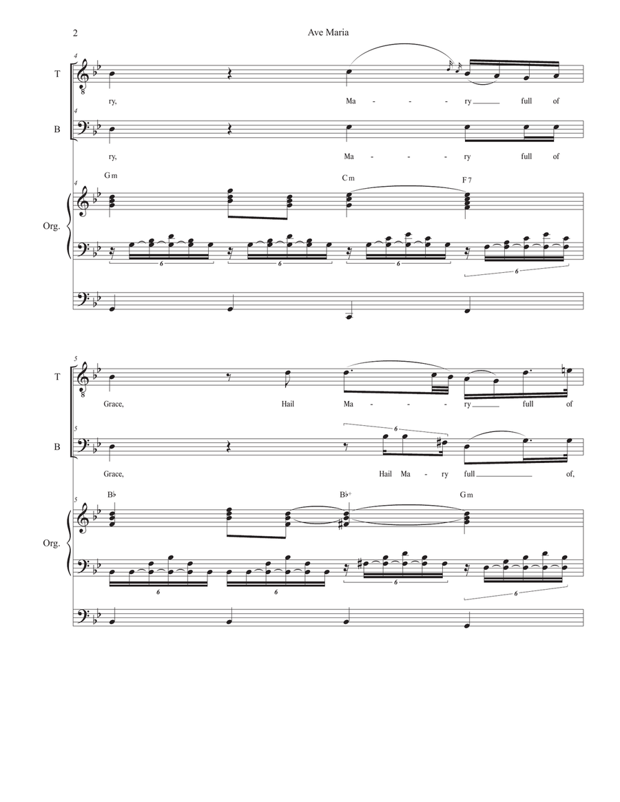 Ave Maria (Duet for Tenor & Bass Solo - English Lyrics - High Key) - Organ Accompaniment Bass Voice scores gallery preview page 3