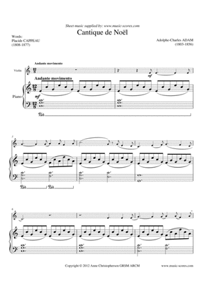 Cantique de Noel; O Holy Night - Violin and Piano