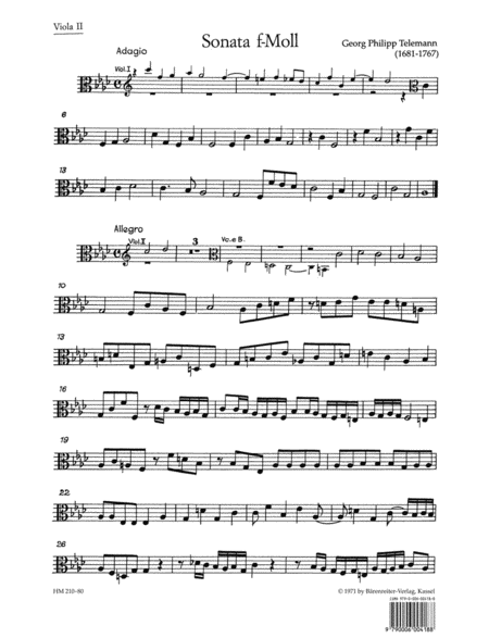 Sonate fur 2 Violinen, 2 Violen, Violoncello und Basso continuo