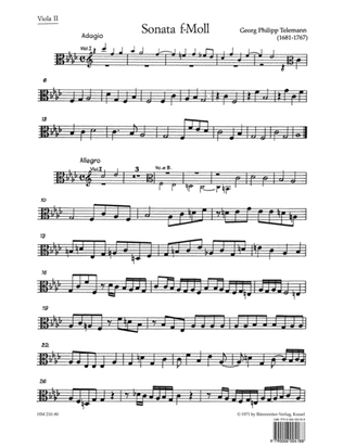 Book cover for Sonate for 2 Violins, 2 Violas, Violoncello and Basso continuo f minor TWV 44 : 32