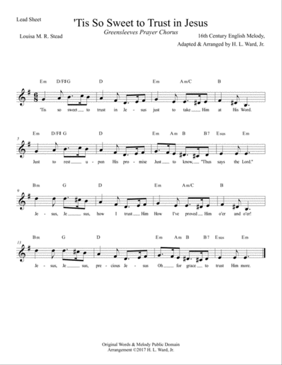 'Tis So Sweet to Trust in Jesus Voice scores gallery preview page 1