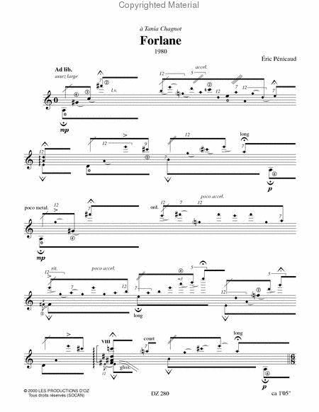 Forlane by Eric Penicaud Classical Guitar - Sheet Music