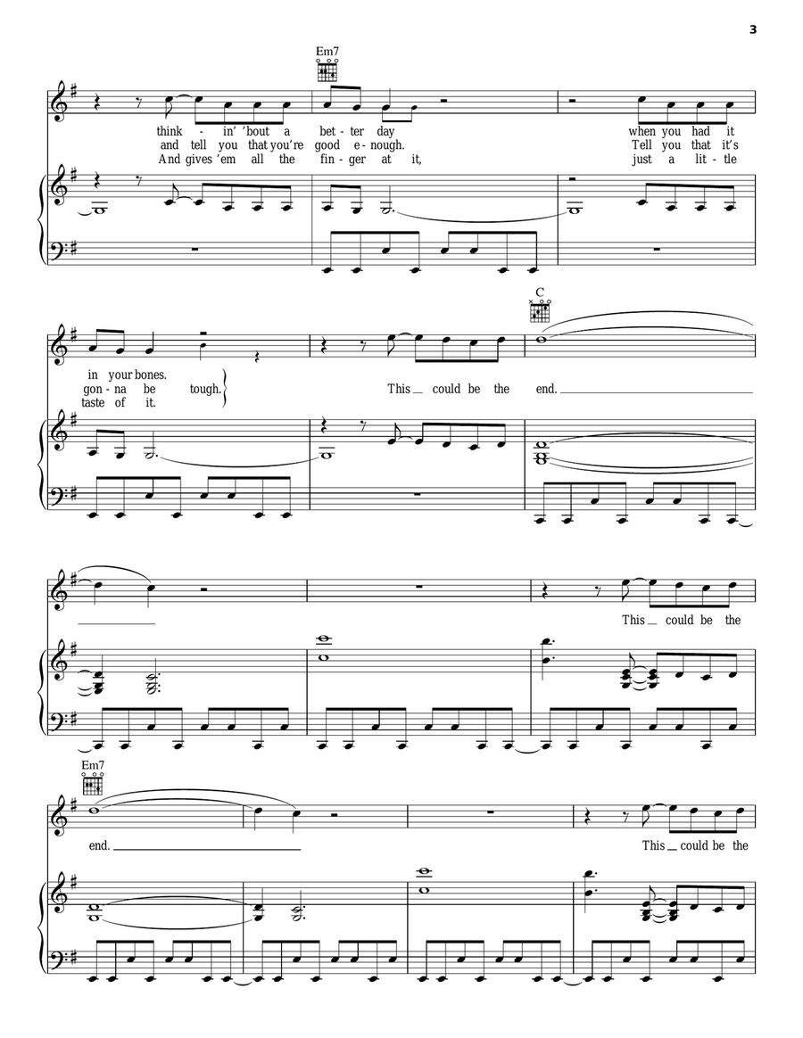 The End Piano, Vocal, Guitar scores gallery preview page 3