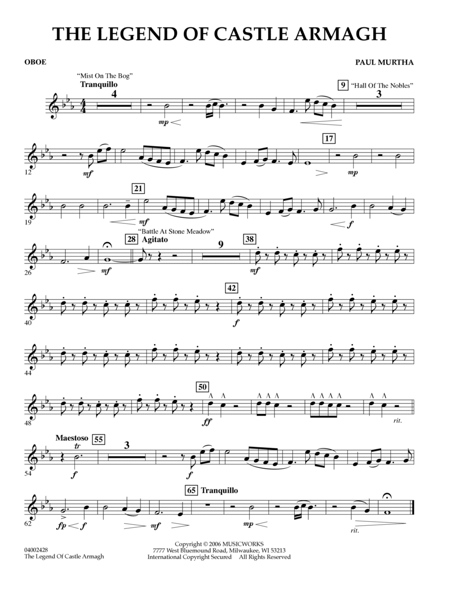 The Legend of Castle Armagh - Oboe Oboe scores gallery preview page 1