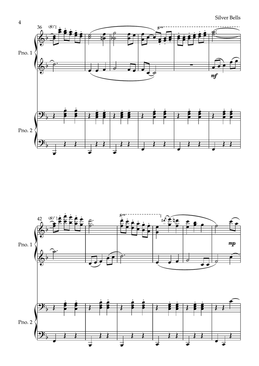 Silver Bells 1 Piano, 4-Hands scores gallery preview page 4