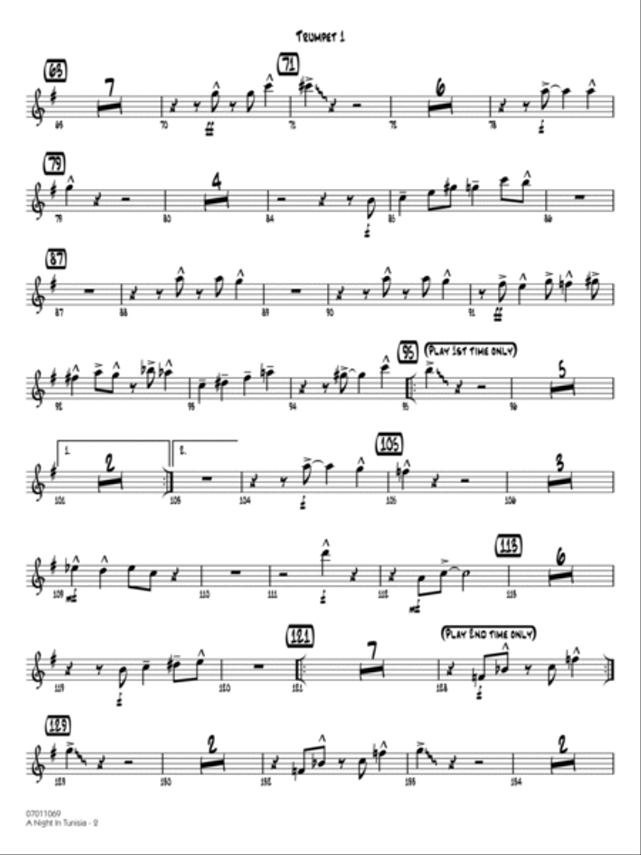 A Night in Tunisia (arr. Mossman) - Trumpet 1 Jazz Ensemble scores gallery preview page 2