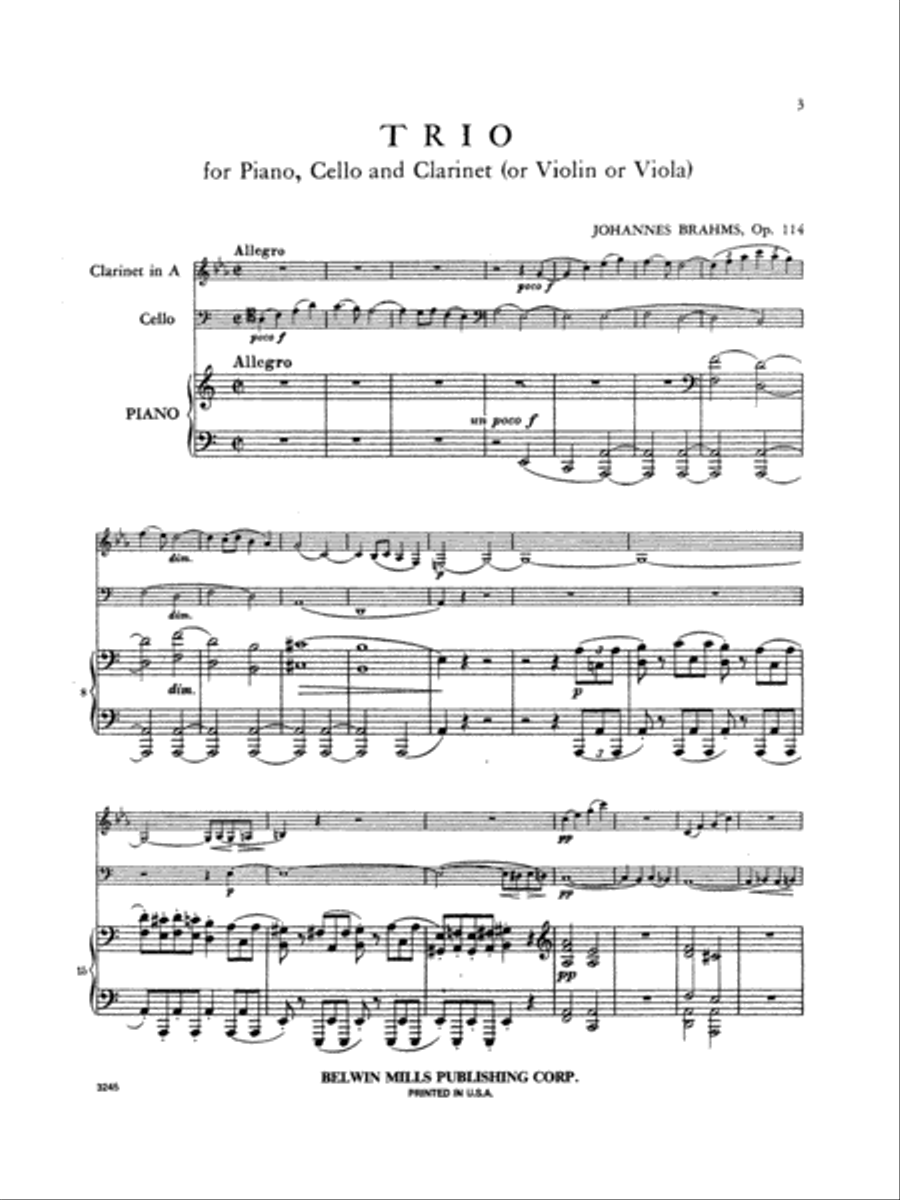 Brahms: Trio in A Minor, Op. 114 Part scores gallery preview page 3